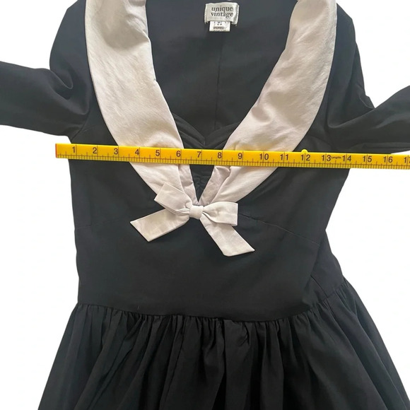 Unique Vintage Deadstock 1950’s Pinup Sailor Dress Black White Size Medium - Picture 9 of 12